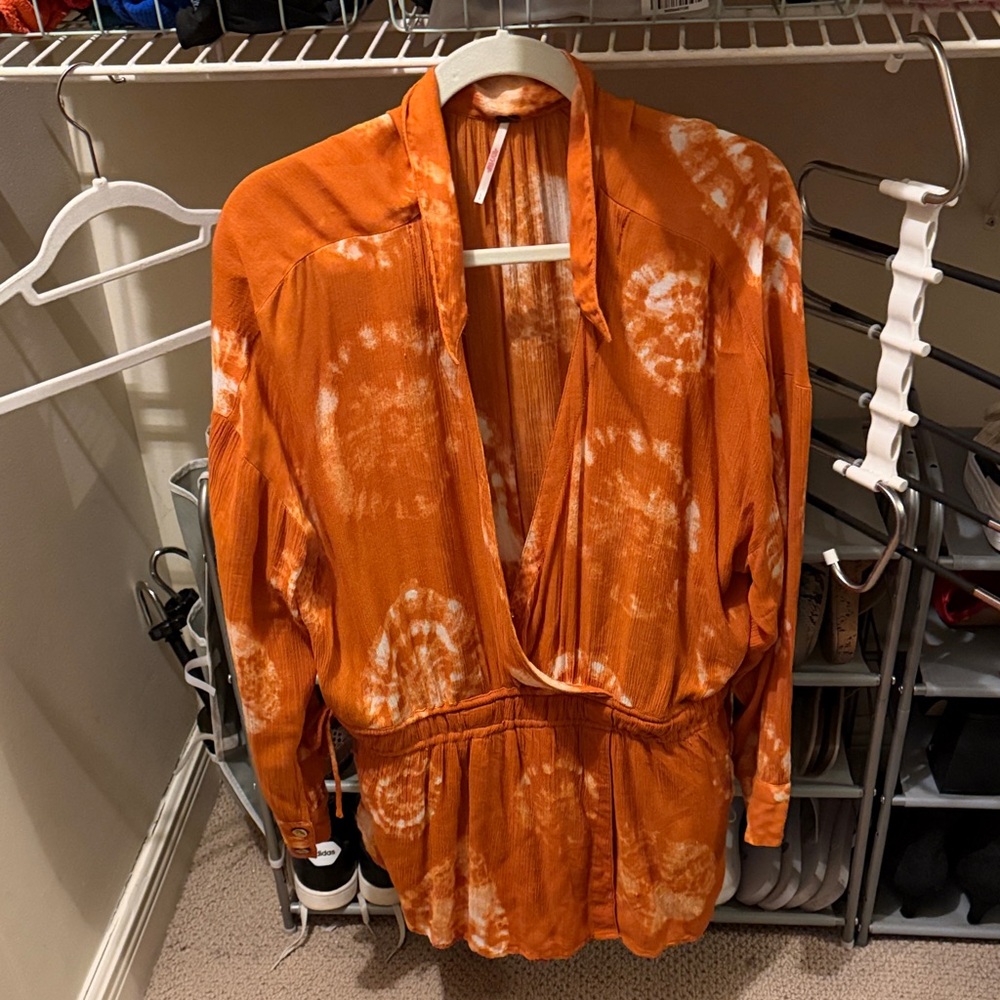 Orange Tie-Dye Women's Romper